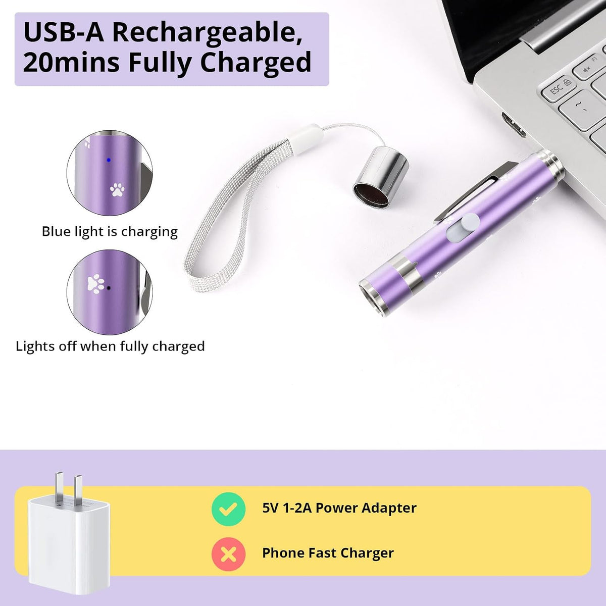 Cat Toys, Rechargeable, Interactive USB Chase Toy for Cats & Kittens – Essentials for Cats - Purple 1pcs - image 2