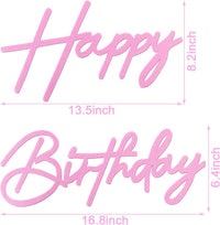 Happy Birthday Sign for Backdrop - Felt / Light Pink - image 2