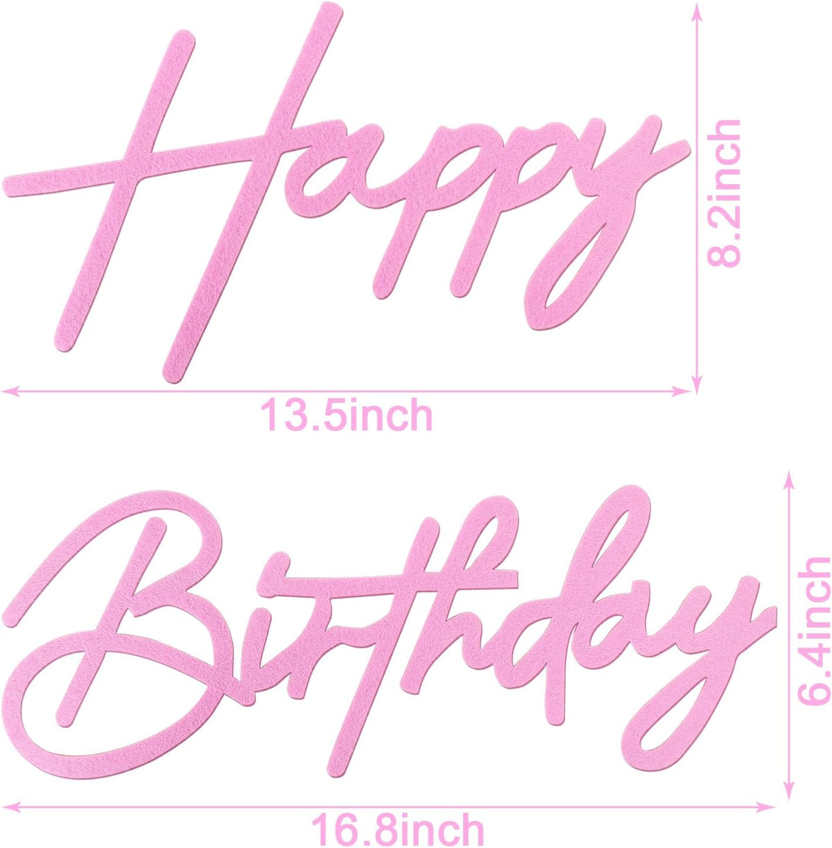 Happy Birthday Sign for Backdrop - Felt / Light Pink - image 2