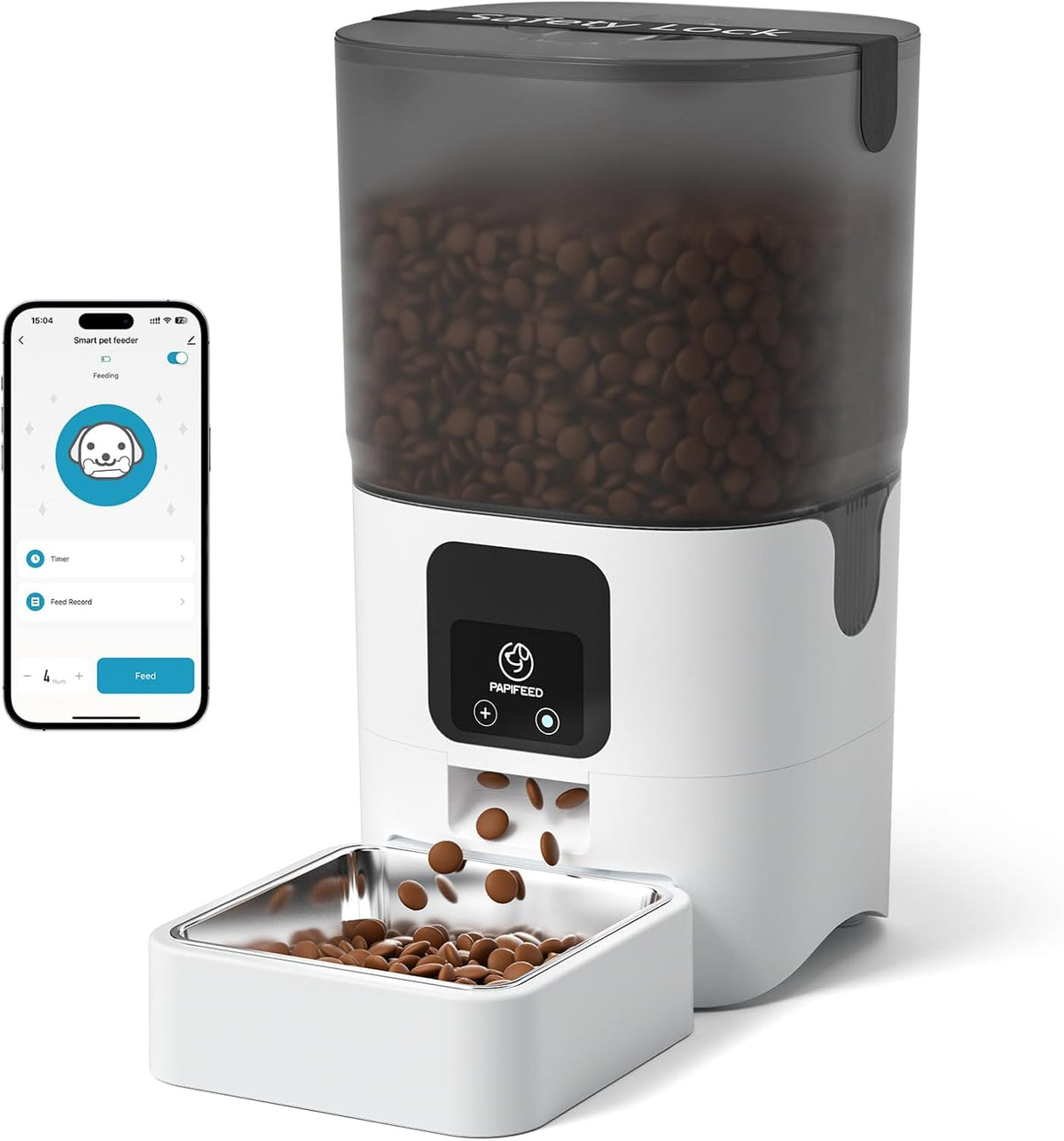 PAPIFEED Automatic Cat Feeder with App, WiFi Auto Cat Feeder - White / 2.4G WIFI
