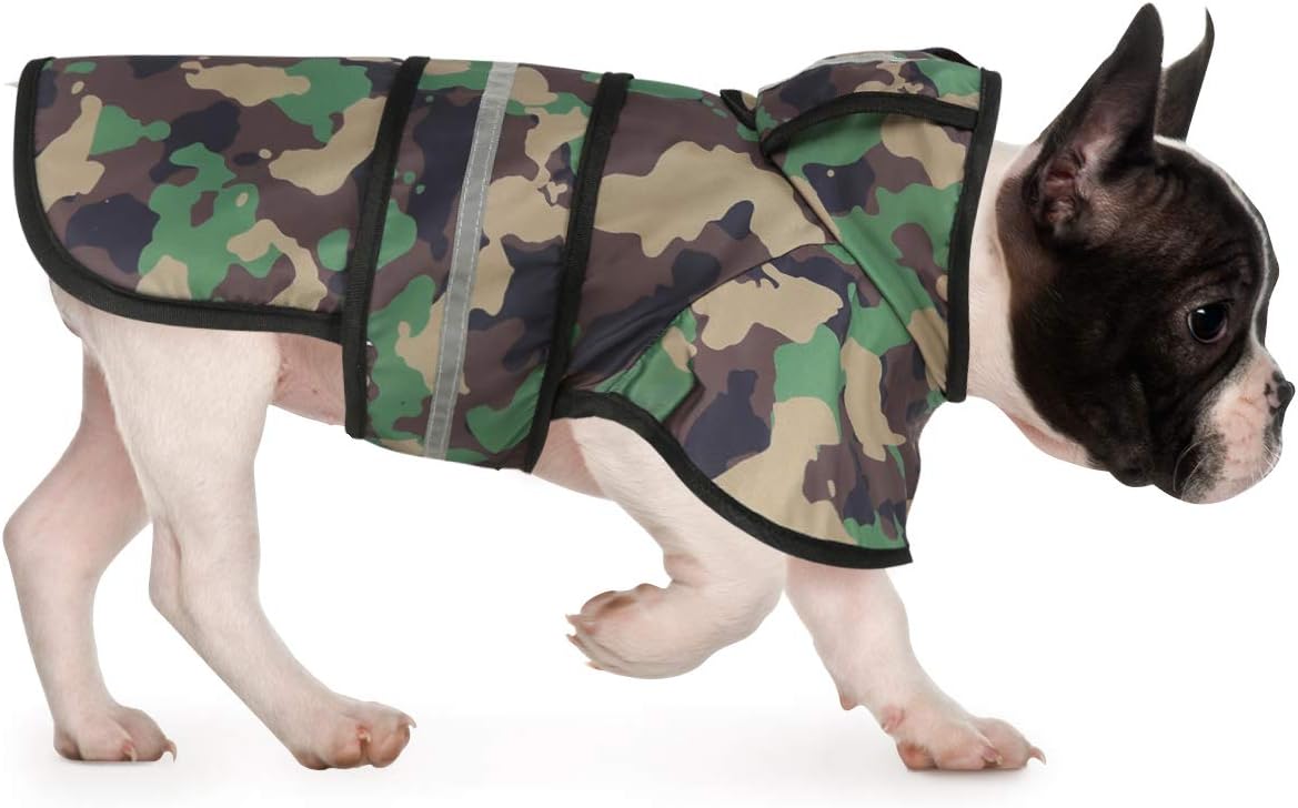 HDE Dog Raincoat with Hood & Leash Hole S-XL Dog Rain Jacket Ducks L – Essentials for Dogs - Medium / Green Camo