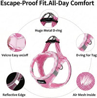 Escape Proof Cat Harness and Leash, Adjustable Vest - Pink / XXS - image 3