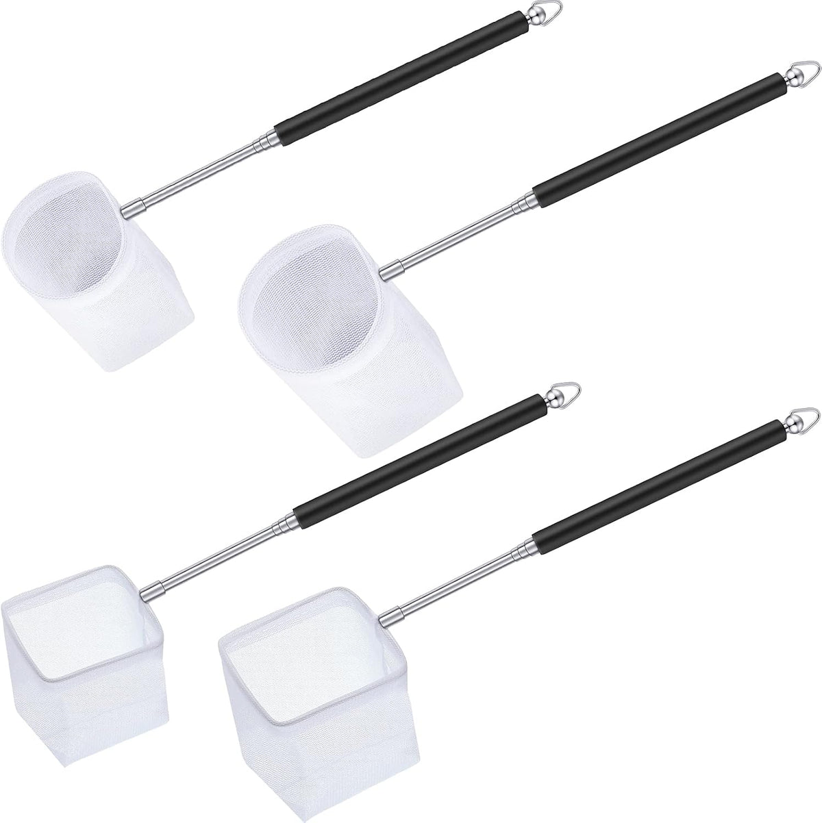 4 Pieces Fish Tank Shrimp Net Extendable Handle Shrimp Net – Essentials for Fish - Black