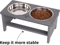 HTB Elevated Dog Bowls,Raised Dog Bowl Stand with 2 Stainless Steel Bowls,Elevated Raised Dog Bowls - medium-7"tall,29 Oz bowl / Grey - image 4