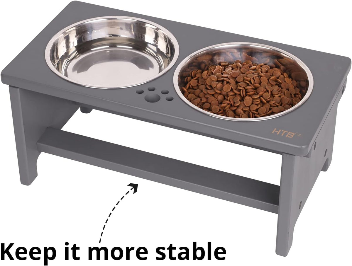 HTB Elevated Dog Bowls,Raised Dog Bowl Stand with 2 Stainless Steel Bowls,Elevated Raised Dog Bowls - medium-7"tall,29 Oz bowl / Grey - image 4