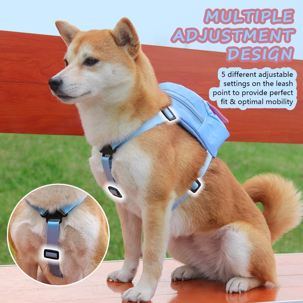 Dog Backpack Harness with Leash - Small / Blue - image 3