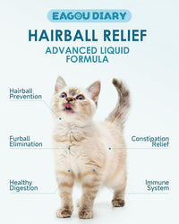 Hairball Treatment for Cats,Cat Hairball Remedy,Hair Ball Relief,Feline Digestive Support Supplement with Enzymes,Fiber & Psyllium Husk–Natural Constipation Relief (Cat Grass Flavor/2floz)