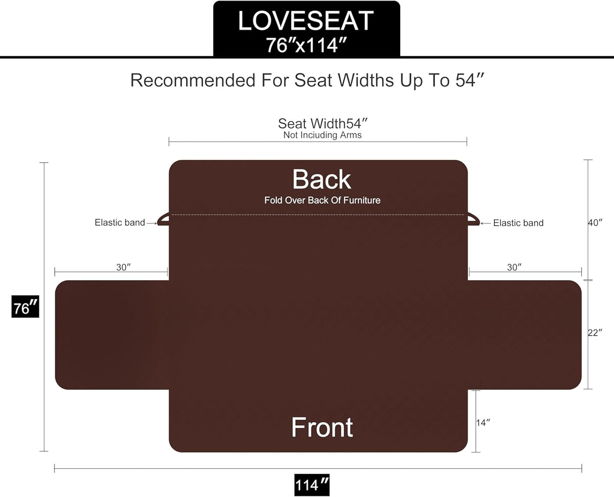 U-NICE HOME Loveseat Sofa Cover for 2 Cushion Couch, Dark Grey – Essentials for Pets - Dark Grey/Dark Grey / 54"loveseat-medium - image 3