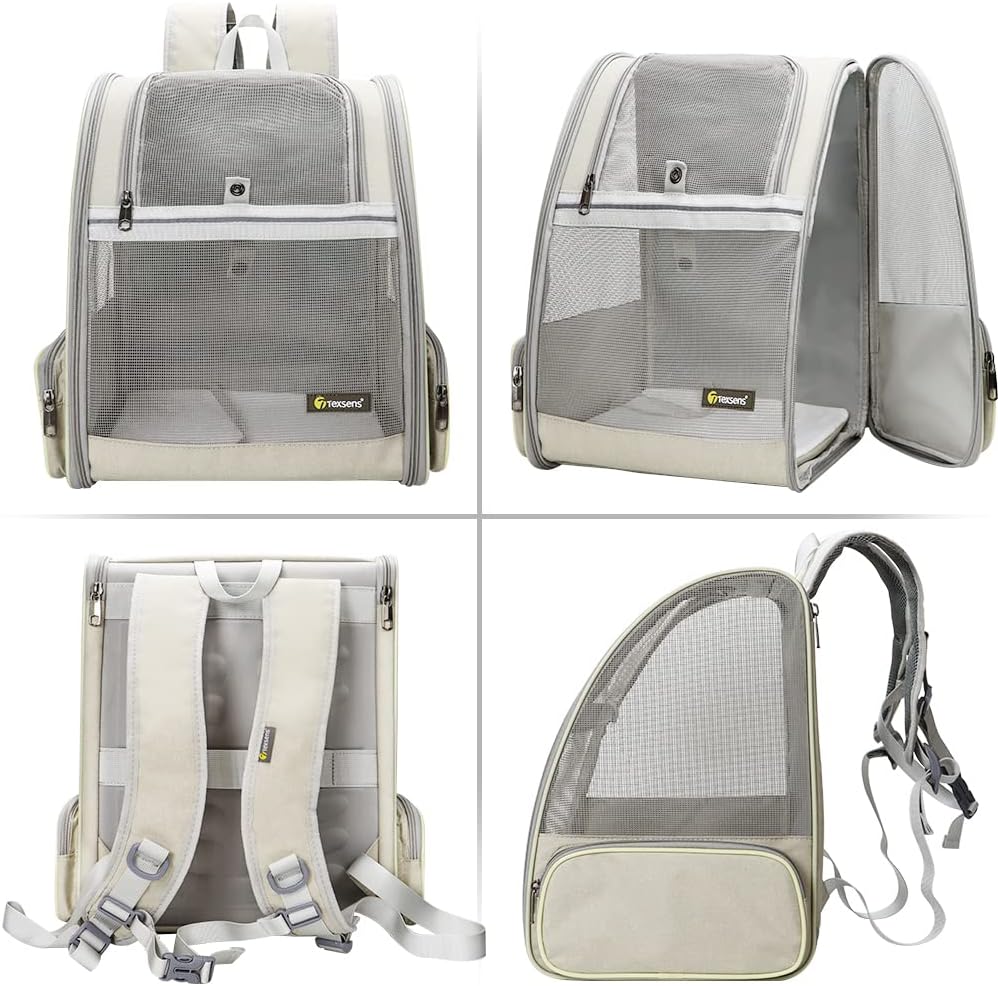 Texsens Innovative Traveler Bubble Backpack Pet Carriers for Cats - Creamy White - image 3