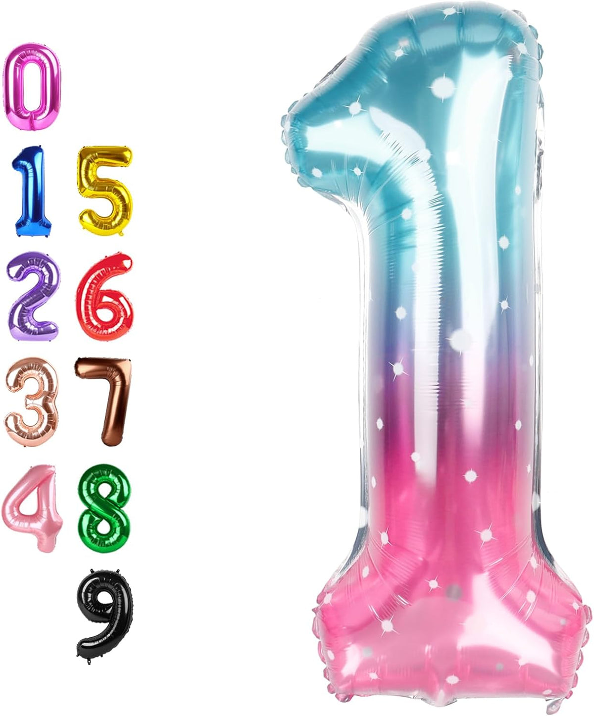 Number Balloons Blue 7 Balloon Numbers 40 inch for 7th Birthday - Blue and Pink / Number 1