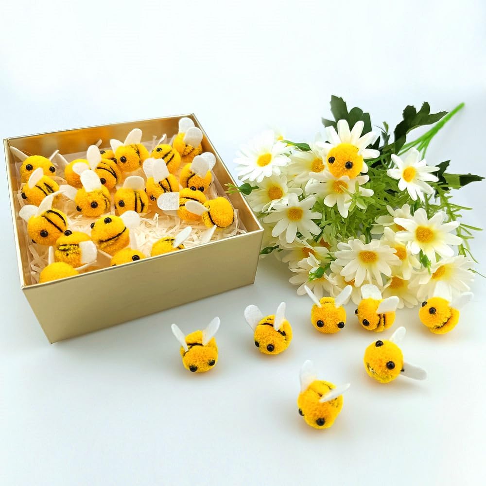 SaktopDeco mini wool felt bees for crafts, 28 pieces about 1 inch each - view 5