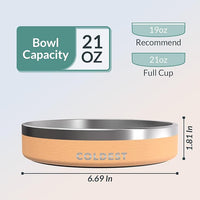 Coldest Dog Bowl - Anti Rust Metal, Non Slip, 3 Layers Insulated Stainless Steel Dog Bowls - Spill Proof & Heavy Duty - Water Bowl for Dogs, Cats & Pets, Dish Washer Safe (21 oz, Sahara Tan)