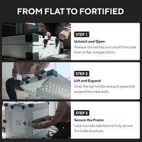 Impact Collapsible Dog Crate - Foldable Hard Crate for Large Dogs - Heavy Duty Travel Kennel with Powder-Coated Aluminum - Quick Setup for Indoor & Outdoor (Black, 40" (40.5" L x 23" W x 29" H))