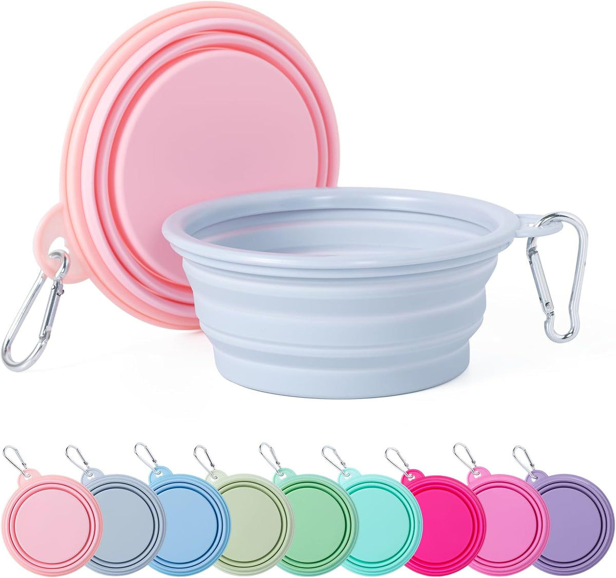 SLSON Collapsible Dog Bowl Silicone - Macaron Coral and Light Grey / Small
