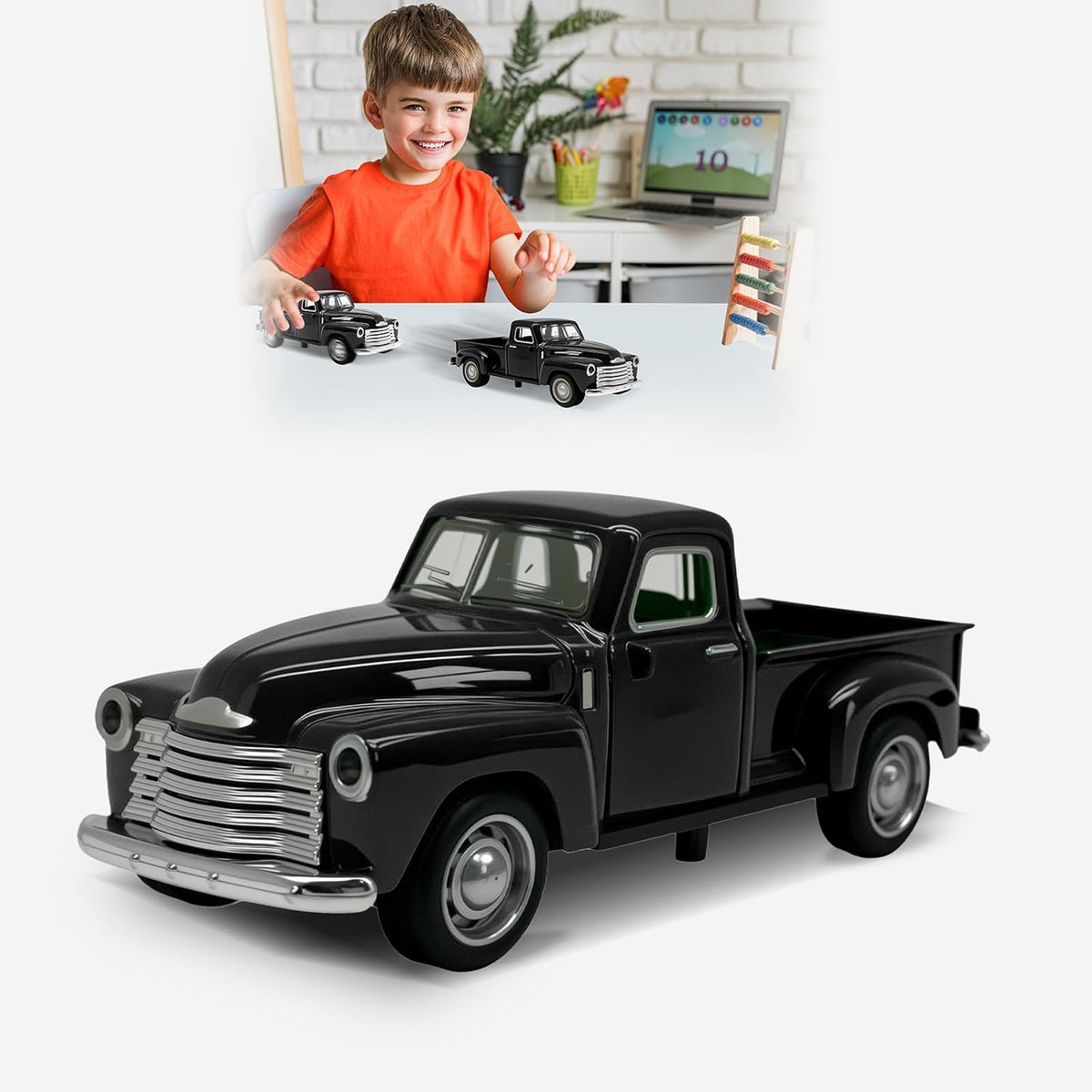 Little Blue Truck Toy,1:32 Pull Back Cars Toy for Kids Boys Girls – Fun for Kids & Family - Black