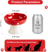 Red Mushroom Cat Bowl, Elevated Ceramic Bowl for Cats – Essentials for Cats - Red - image 2