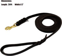 LWBMG Long Leather Dog Leash 10ft, Long Line Pet Leashes - 30ftx1/2'' / Black - image 2