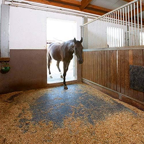 American Floor Tiles - Heavy Duty Stall Tiles - Stable/Horse Tiles - Thick, Durable Rubber Flooring Solid Black 8' x 8' Set 1/2" Thick (16 Tiles Total)