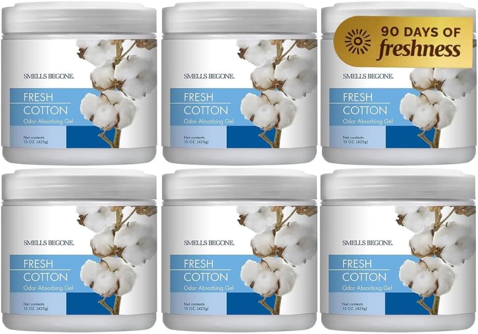 SMELLS BEGONE 15oz Gel Odor Eliminator - Fresh Cotton / 15 Ounce (Pack of 6)