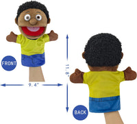 Family Hand Puppets,Puppets for Kids Role Paly Family Members 13.4 INCH Multi-Ethnic Puppets Plush - Black-boy - image 3