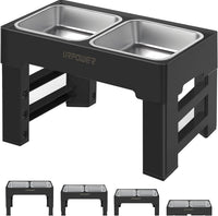 URPOWER Raised Dog Bowls 4 Height Adjustable Elevated Bowl Stand – Essentials for Dogs - Carbon Black