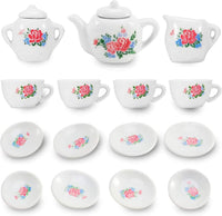 17 Pieces Floral Miniature Porcelain Ceramic Tea Set