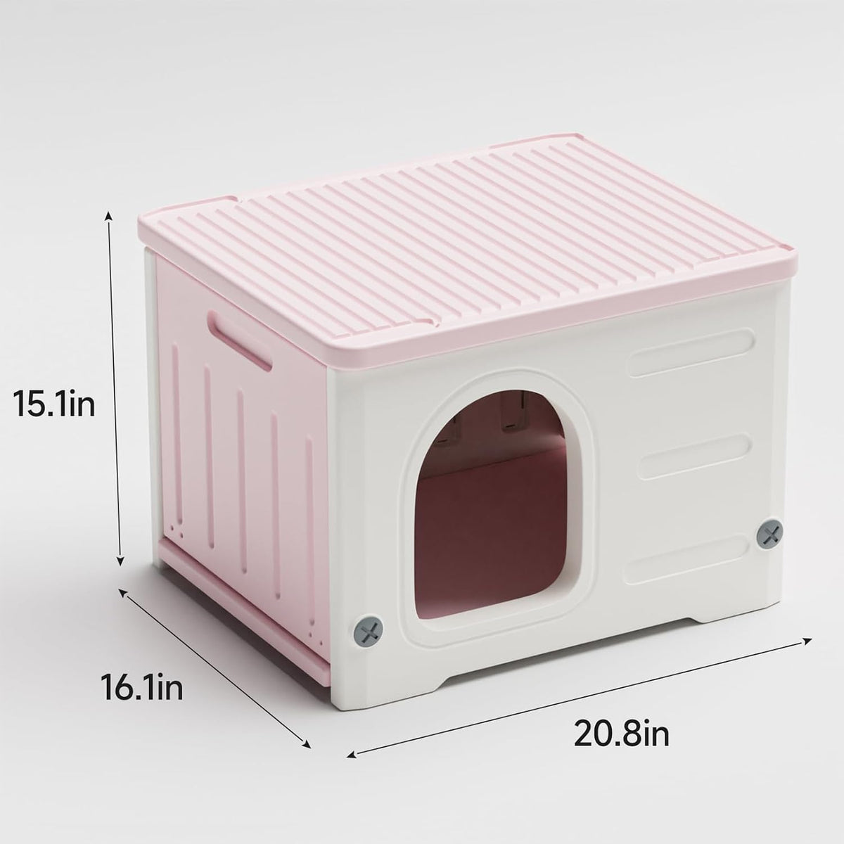 Plastic Cat House for Outdoor Indoor Use - Pink-L - image 2