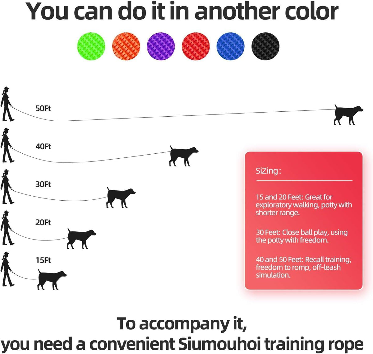 Dog/Puppy Obedience Recall Training Agility Lead, Great for Play - Pink / 50 Feet - image 4