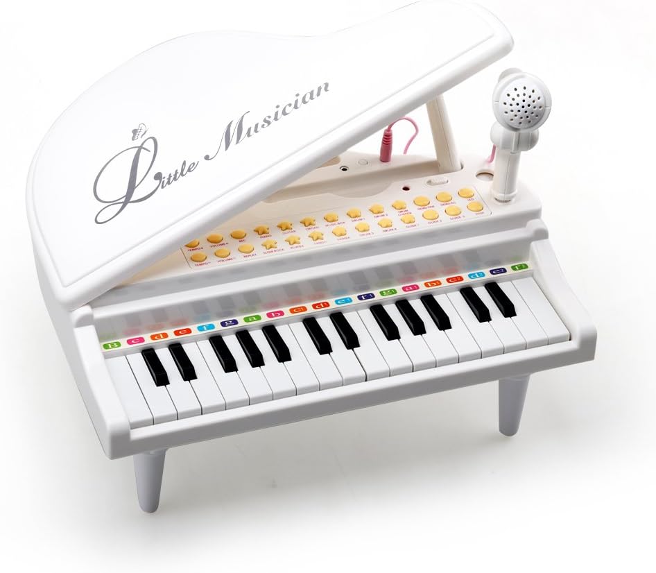 Amy&Benton pink 37-key kids piano keyboard with stand, microphone and stool - view 2