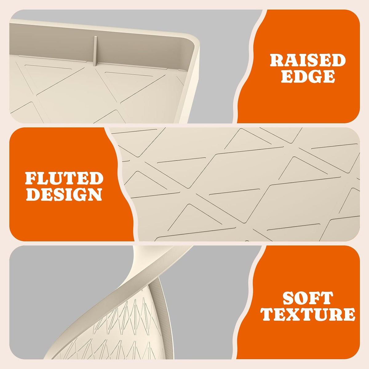 2 Pack Silicone Cat Litter Mat 34 x 22 in, Easy to Clean - Beige / 2 Pack - image 2