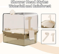 Water Circulation Bird Bath, Hanging Cage Shower Box – Essentials for Birds - Light brown - image 4