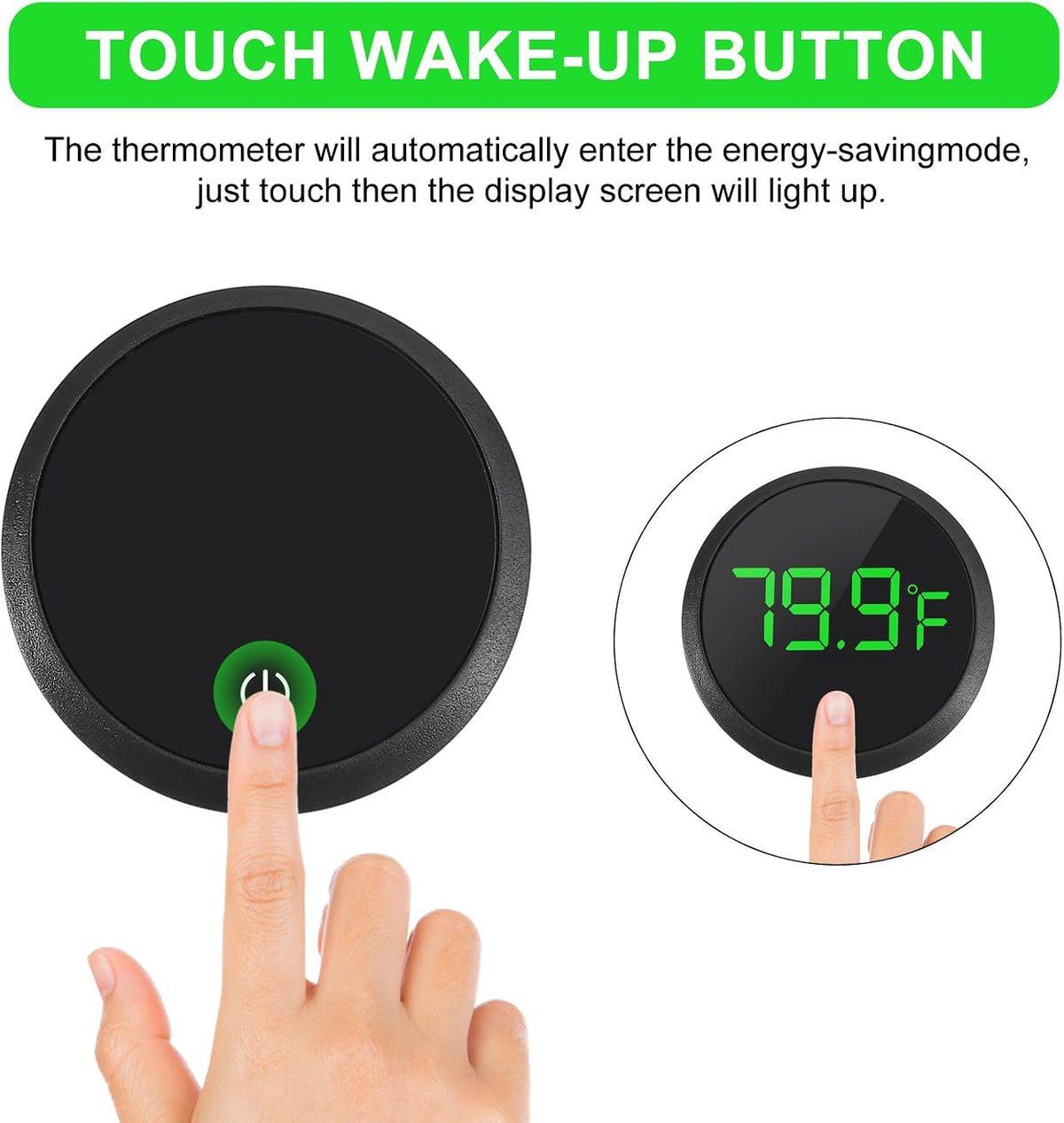 4PCS LED Aquarium Thermometer Fish Tank Thermometer Reptile Terrarium - Round-Black 4PCS - image 4