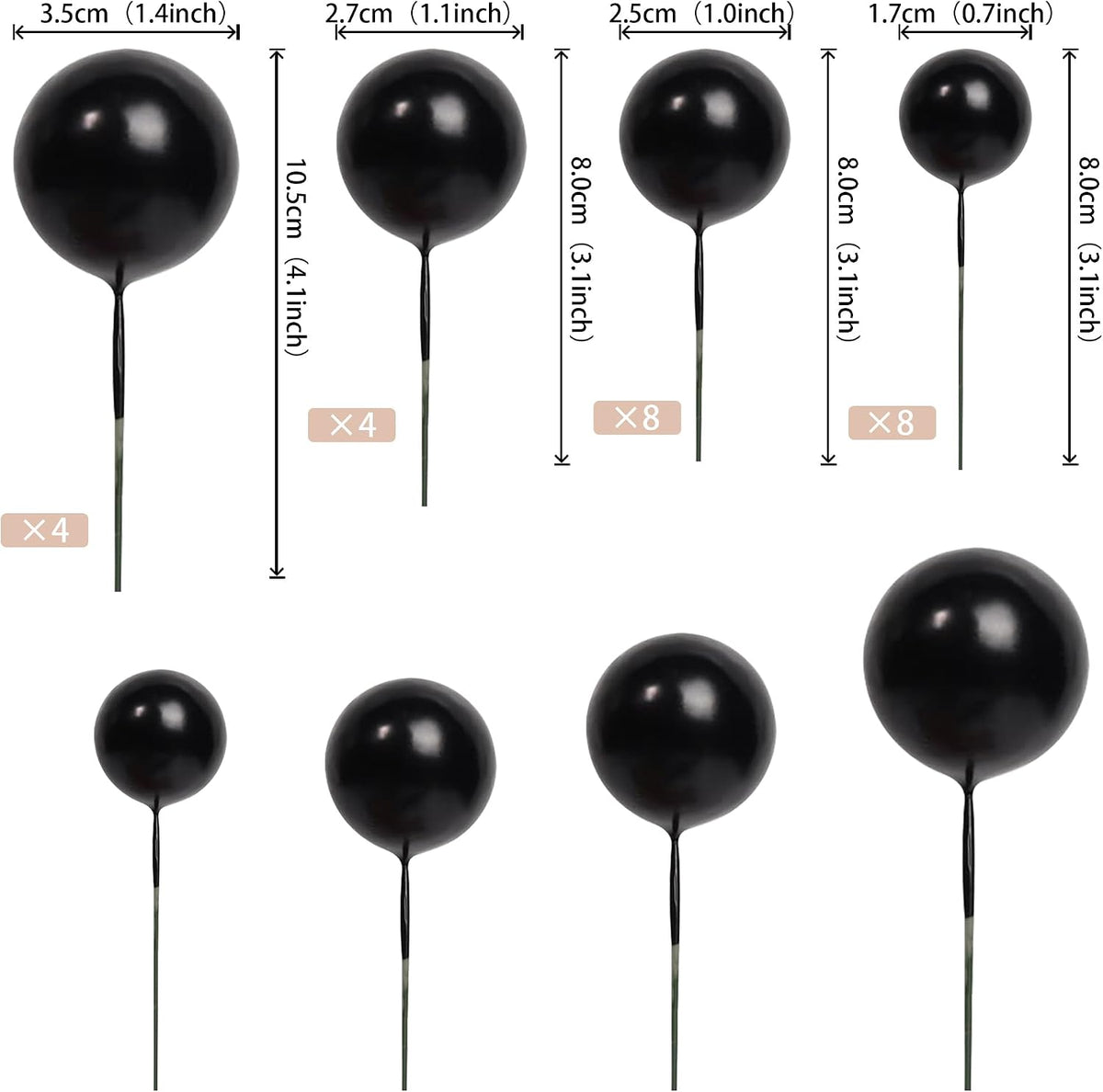 ZHUOWEISM ball cake toppers, 24 mini balloon picks in blue, gold and white - view 26