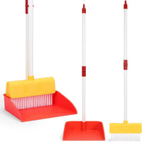 Kids Cleaning Toy Set Toddler Broom & Dustpan Pretend Play - 2pcs - Red and Yellow Set