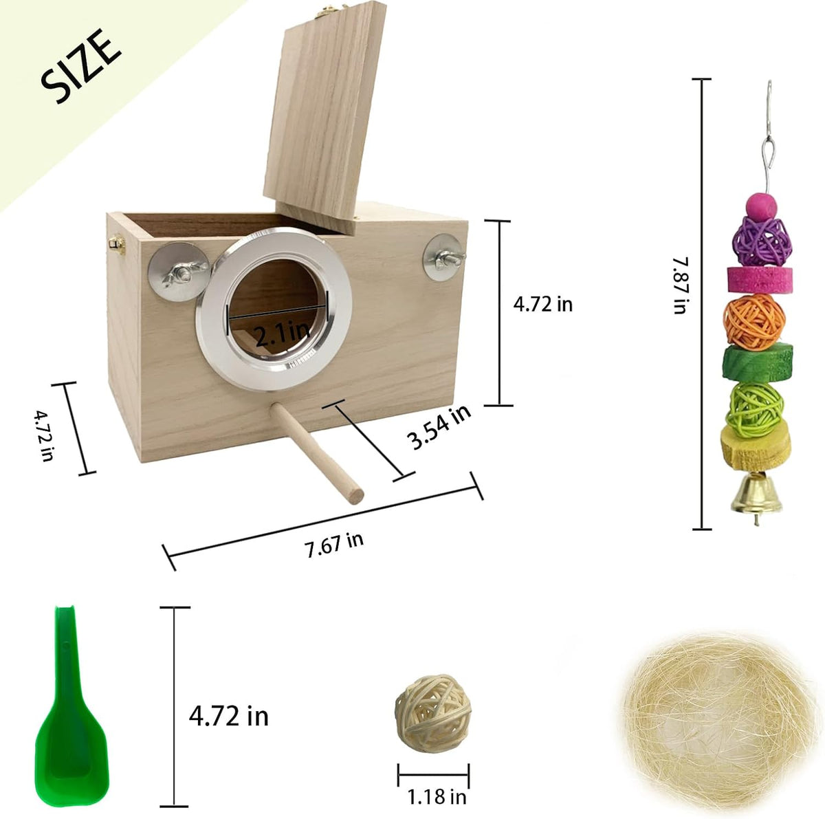 Parakeet Breeding Box Birds Natural Wooden House Lovebird Nesting - image 2