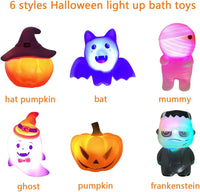 JoFAN 6 pack Halloween light up bath toys with bat, pumpkin, ghost, mummy and witch - view 4