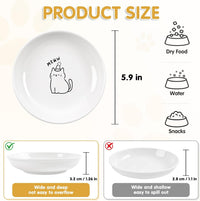 6 Pack Cat Food Bowl, Ceramic Cat Bowls - White-F - image 2