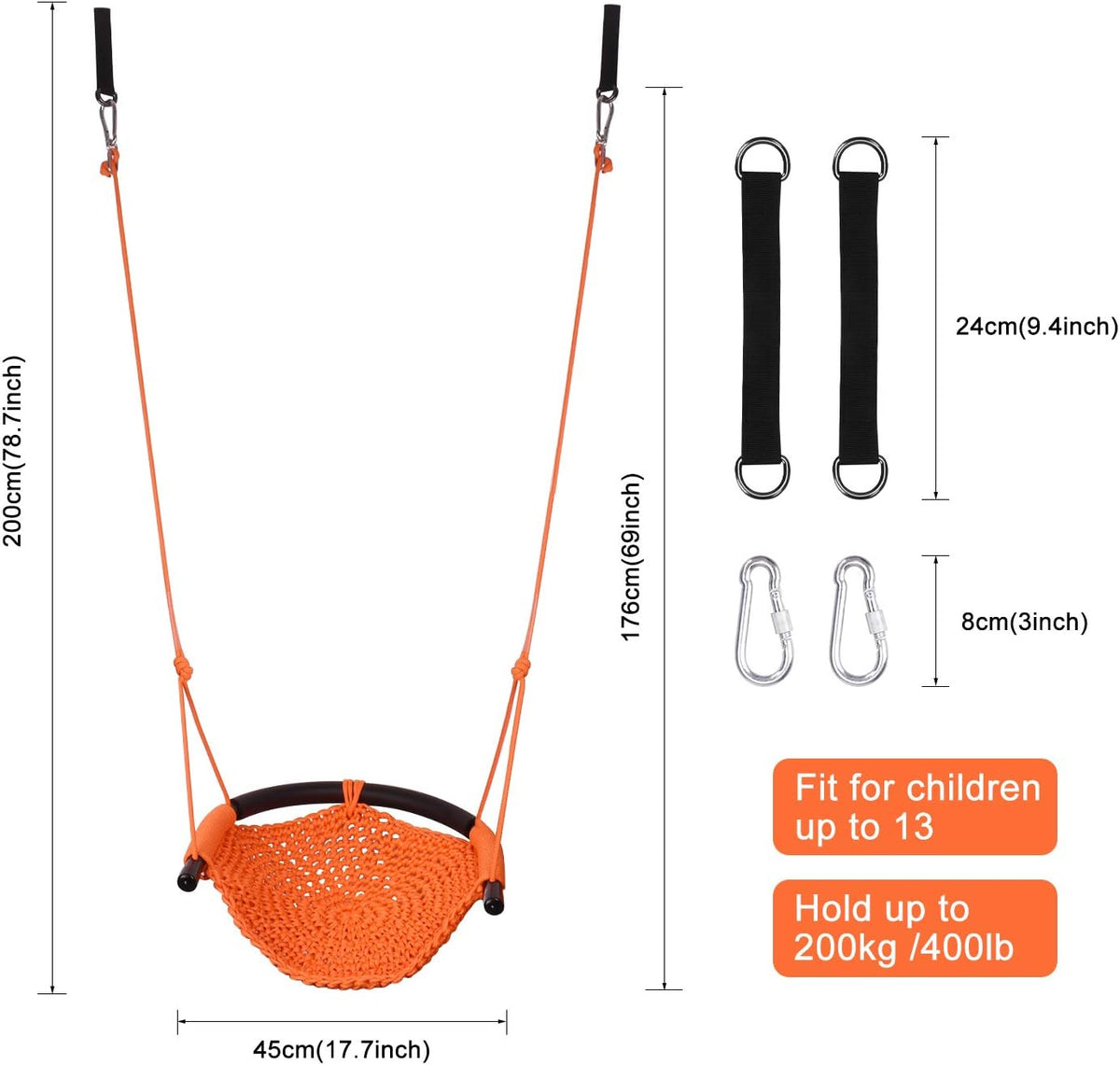 JKsmart Kids Net Swing Seat - Orange / 1 Pack - image 3