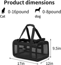 Airline Approved Pet Carrier for Cats and Small Dogs - black / 17.0"L x 12.0"W x 12.5"H - image 2