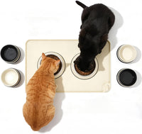 Large Pet Feeding Mat Spillproof Raised Edges Nonslip 24"x16" Beige – Essentials for Cats - Beige / 19"L x 12"W