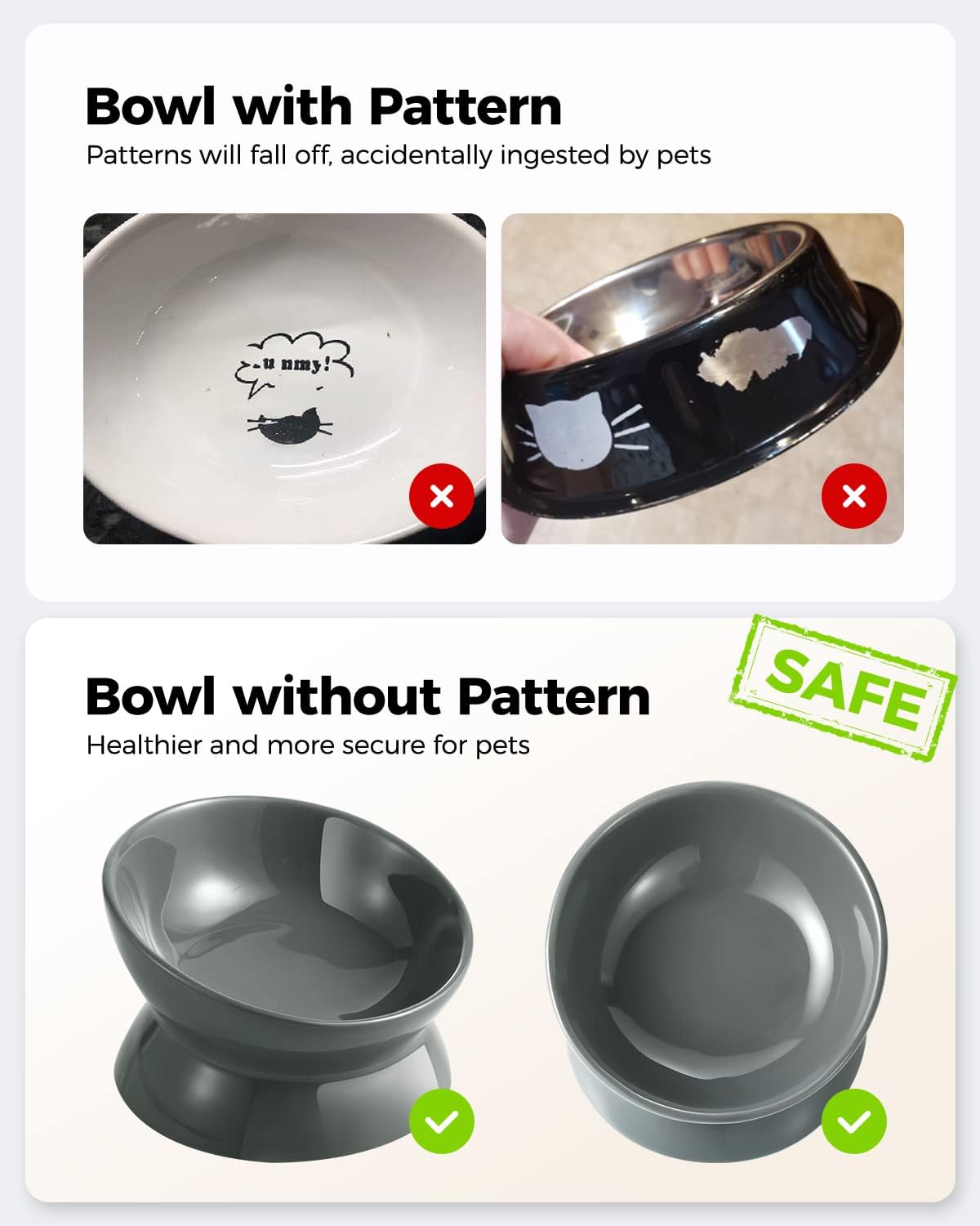 Elevated Cat Food Bowl, 5 Oz Ceramic Raised and Tilted Water Bowl, Anti Vomiting and Protect Pets' - Gray / 5 OZ - 1 Pack - image 3