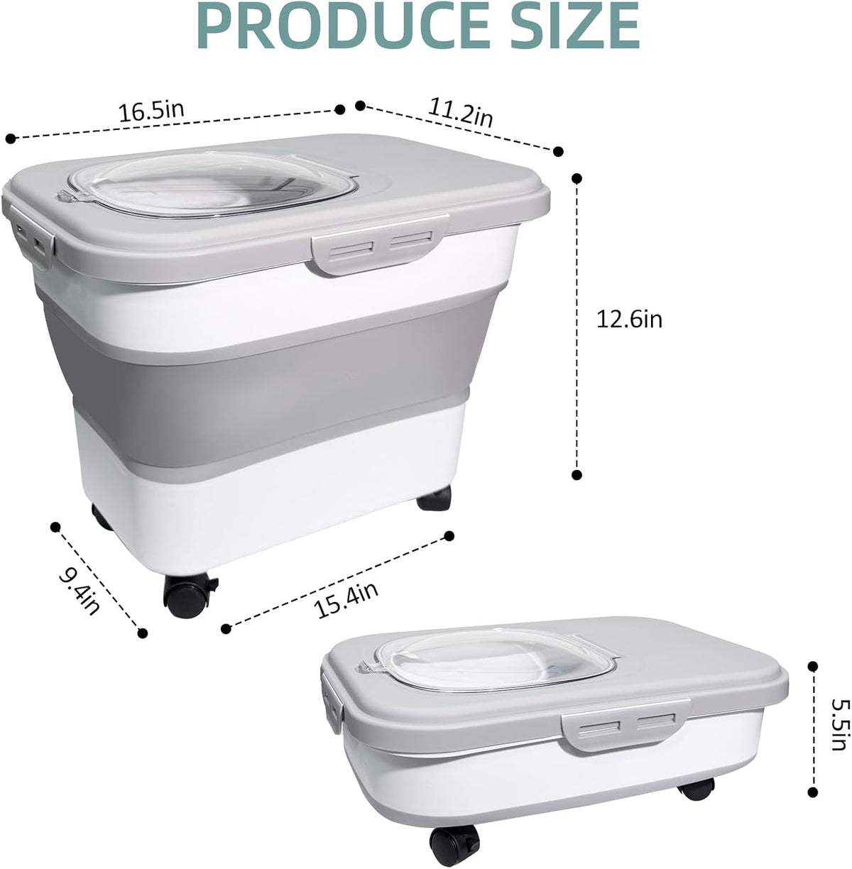 Collapsible Cat Litter Storage Container with Rolling Casters - Gray - image 4