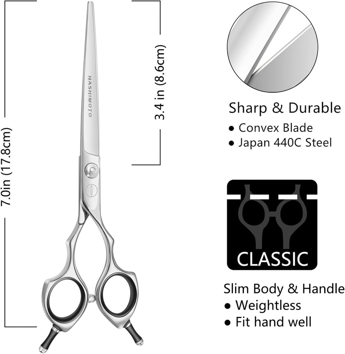 Curved Dog Grooming Scissors, Trimming Face and Paws. - Straight / 7.0" - image 2