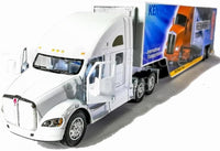KiNSMART Kenworth T700 Container Truck, 1:68 Scale - White With Decals