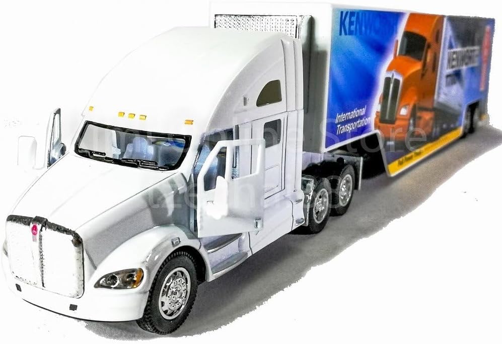 KiNSMART Kenworth T700 Container Truck, 1:68 Scale - White With Decals