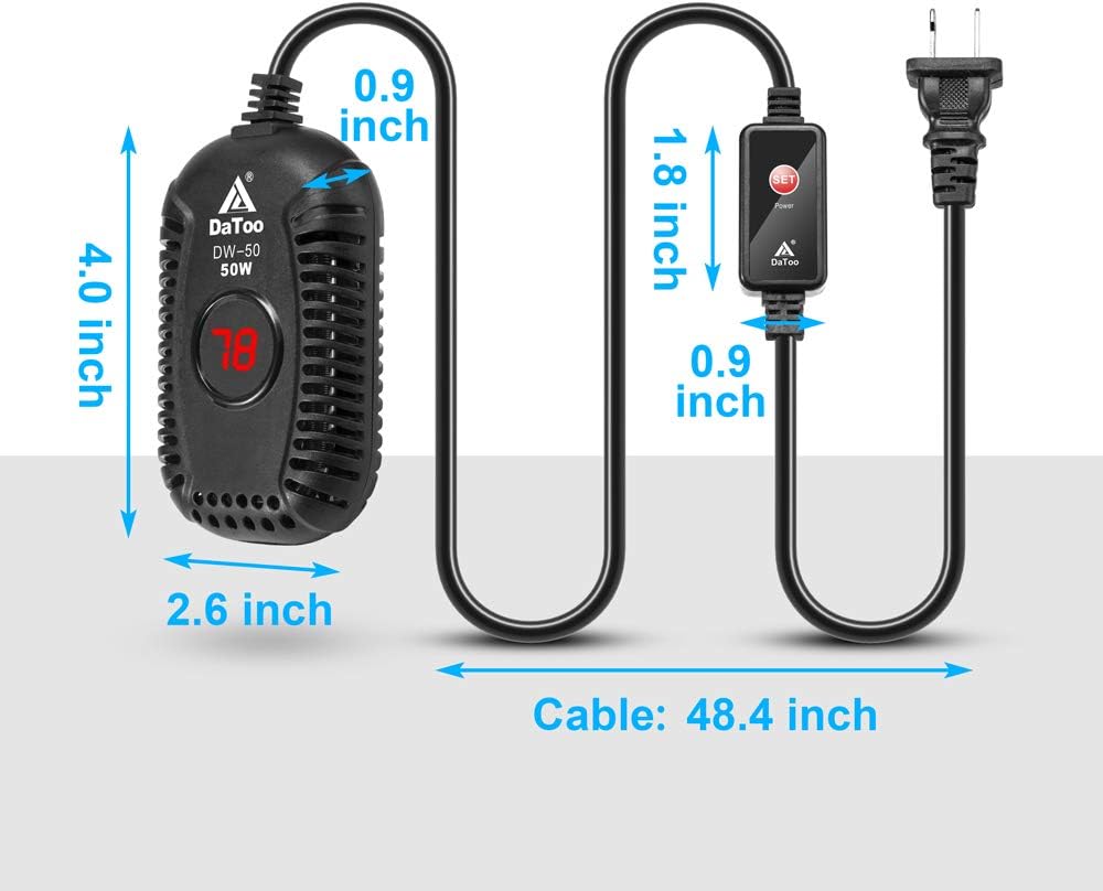 DaToo Small Aquarium Heater 50W Mini Fish Tank Heater 50 Watt - 50W - image 2