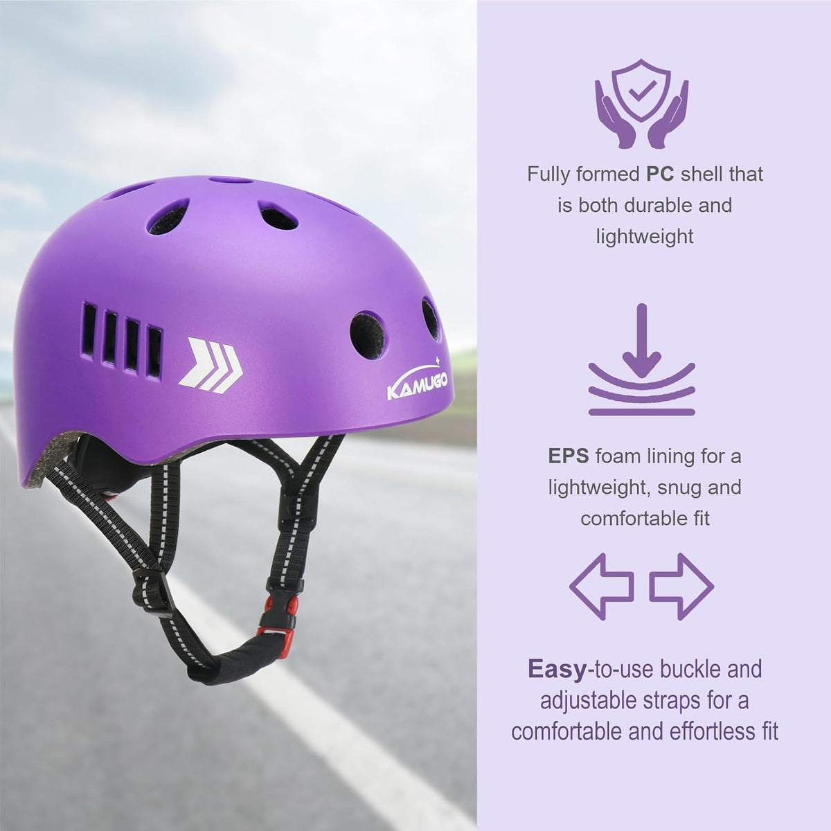 KAMUGO Kids Bike Helmet Set - Purple - image 3