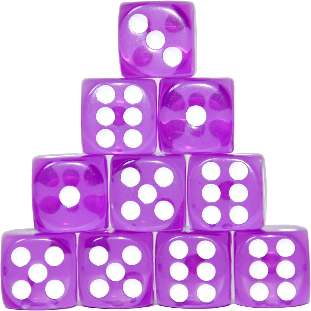 SmartDealsPro 10-Pack D6 Six Sided 16mm Transparent Dice Die for DND - Purple Translucent - image 3