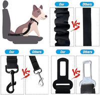 COOYOO Dog Seat Belt,3 Piece Set Retractable Dog Car Harness Adjustable for Vehicle Nylon Pet Safety Heavy Duty & Elastic