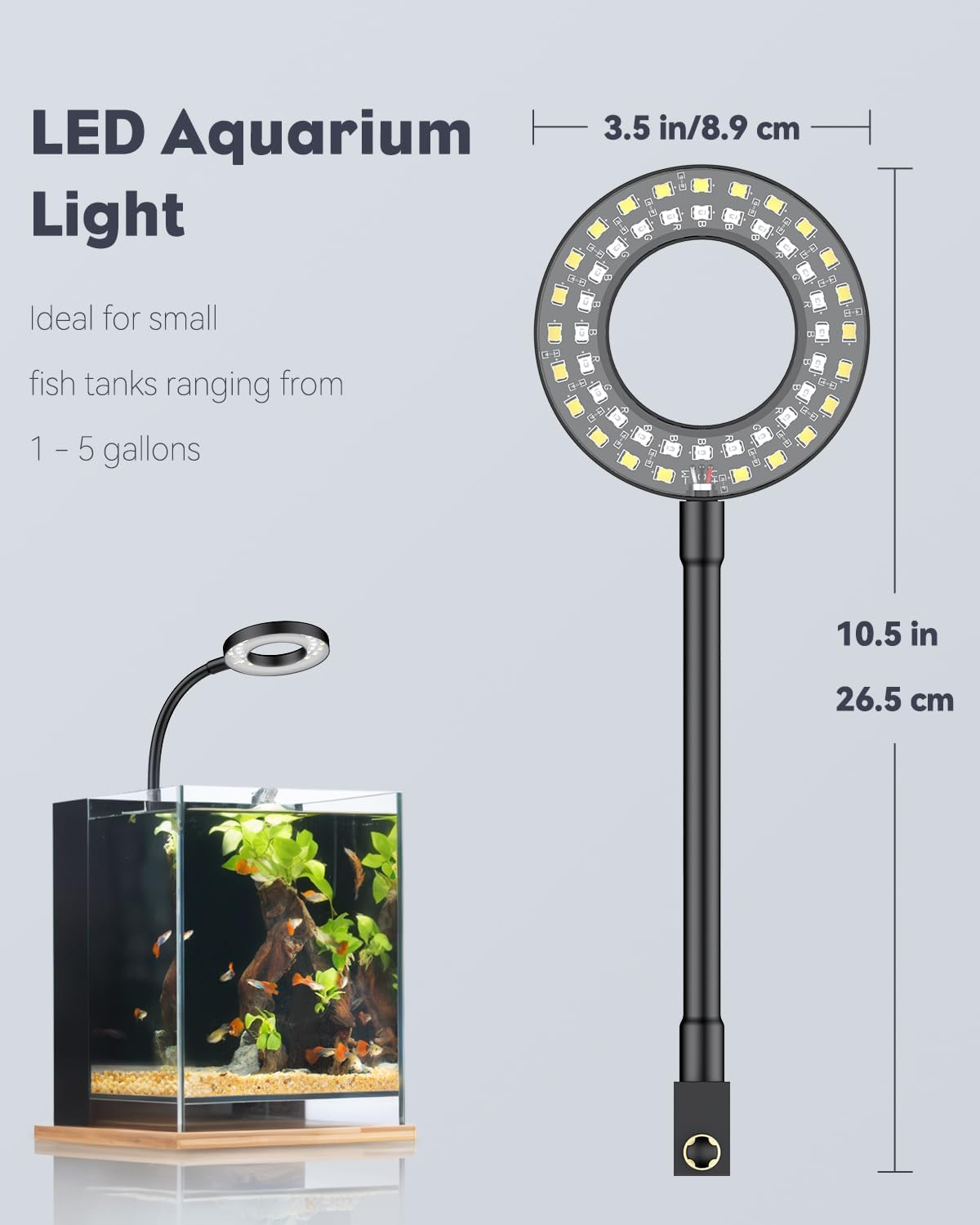 Pawfly 6 W LED Aquarium Light for 1 to 5 Gallon Fish Tanks Clip On - For 1 to 5 Gallon Fish Tank - image 3